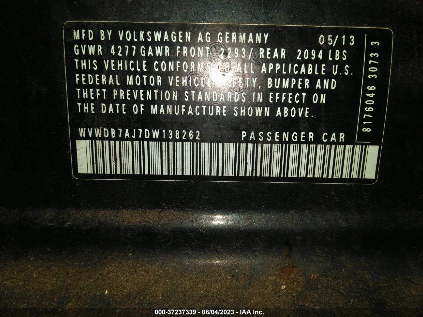 2013 VOLKSWAGEN GOLF - WVWDB7AJ7DW138262