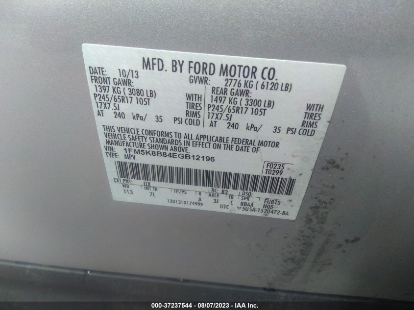 2014 FORD EXPLORER BASE - 1FM5K8B84EGB12196