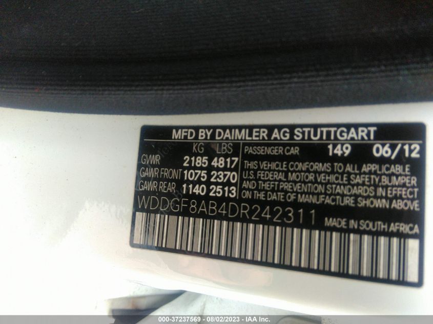 2013 MERCEDES-BENZ C-CLASS C 300 SPORT - WDDGF8AB4DR242311