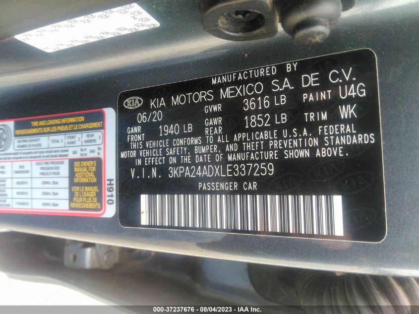 2020 KIA RIO S - 3KPA24ADXLE337259