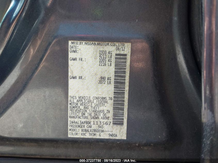 2013 NISSAN ALTIMA 2.5/S/SV/SL - 1N4AL3AP8DC113567