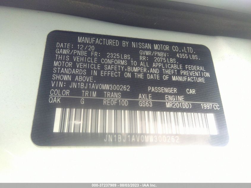 2021 NISSAN ROGUE SPORT S - JN1BJ1AV0MW300262