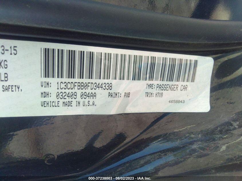 2015 DODGE DART SXT - 1C3CDFBB0FD344338