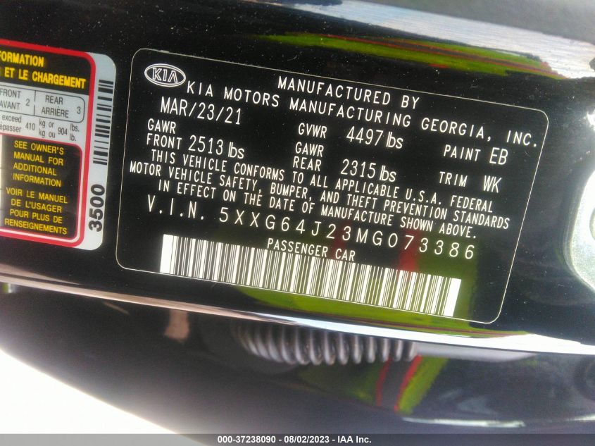 2021 KIA K5 GT LINE - 5XXG64J23MG073386