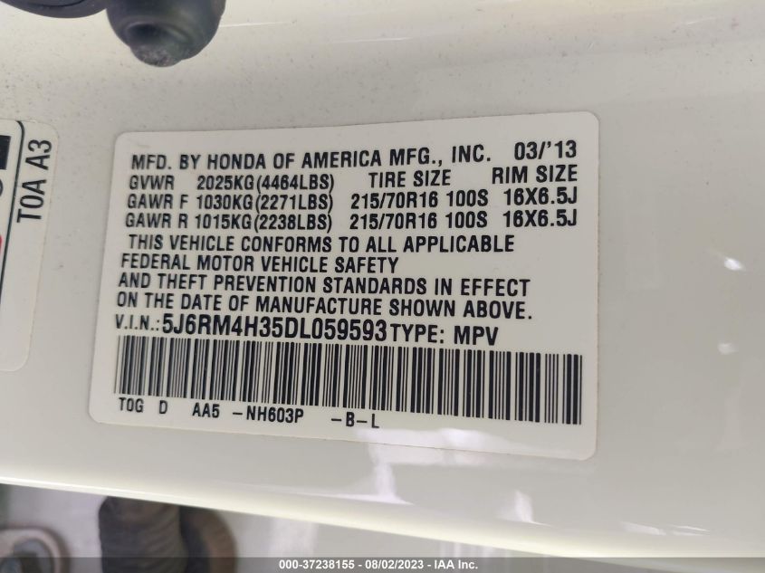 2013 HONDA CR-V LX - 5J6RM4H35DL059593