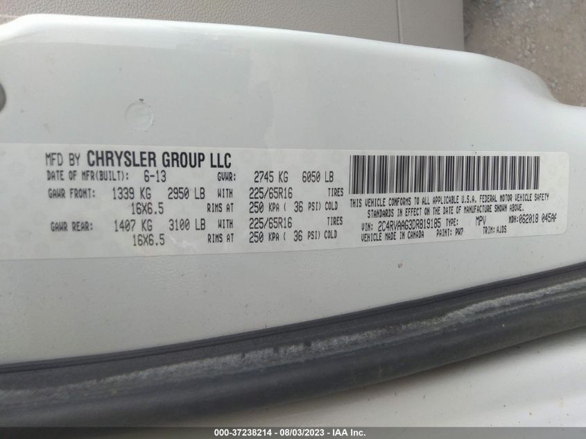 2013 VOLKSWAGEN ROUTAN S 2C4RVAAG3DR819185