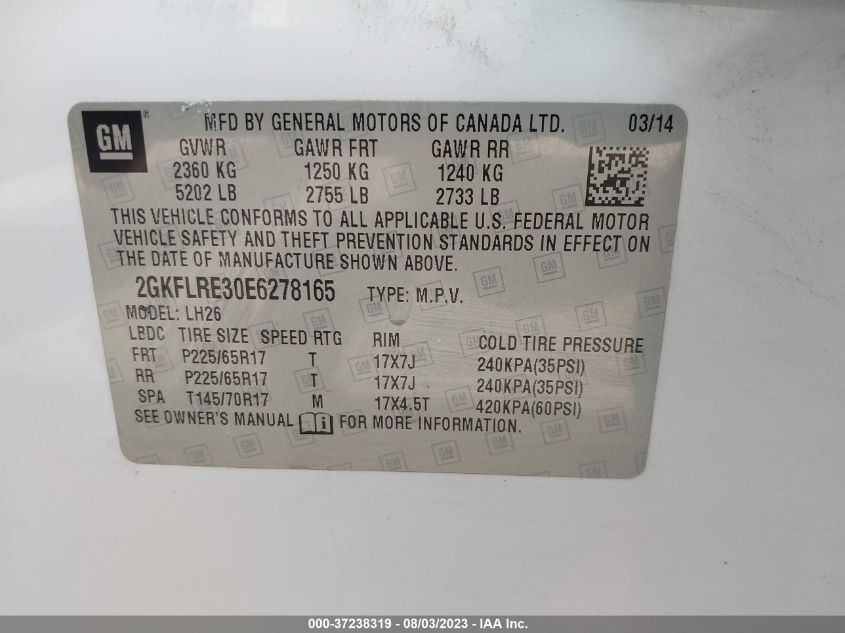 2014 GMC TERRAIN SLE - 2GKFLRE30E6278165