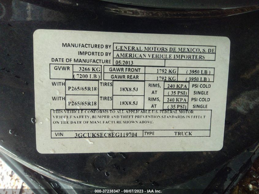 2014 CHEVROLET SILVERADO 1500 LTZ - 3GCUKSEC8EG119704