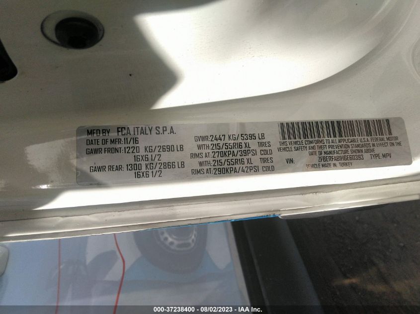 2017 RAM PROMASTER CITY CARGO VAN TRADESMAN ZFBERFAB1H6E60393