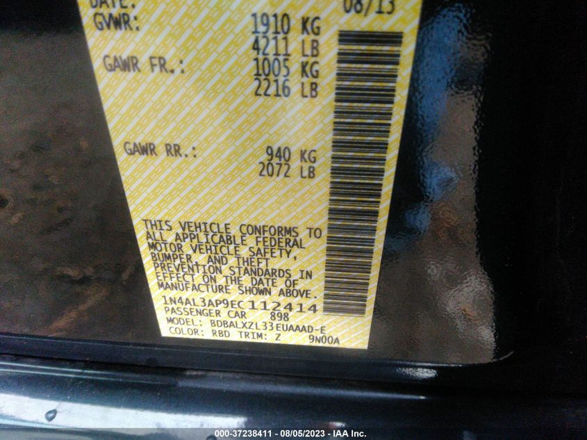 2014 NISSAN ALTIMA 2.5 SL - 1N4AL3AP9EC112414