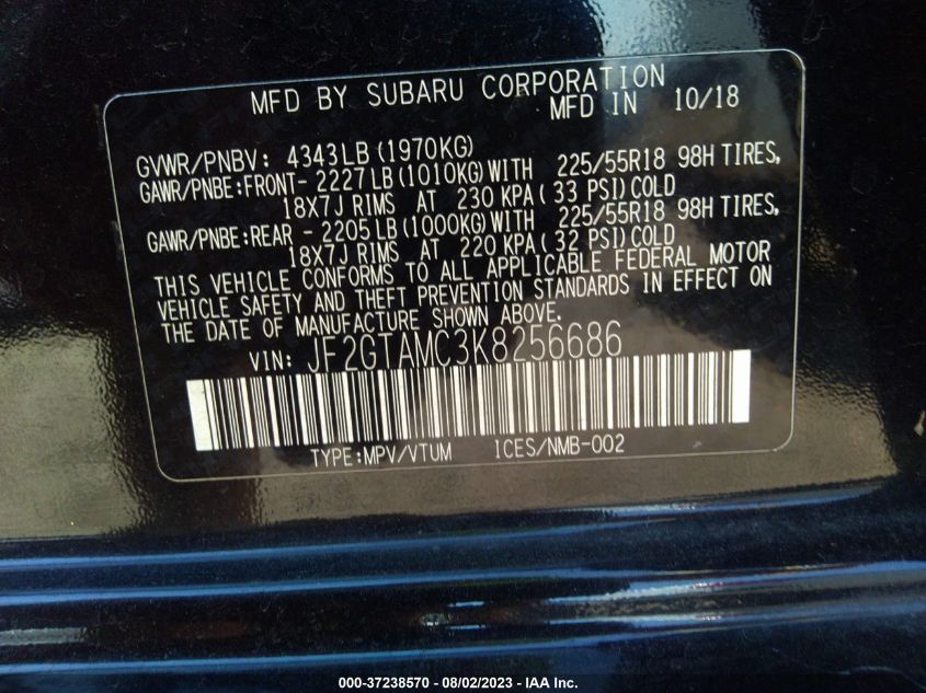 2019 SUBARU CROSSTREK LIMITED - JF2GTAMC3K8256686