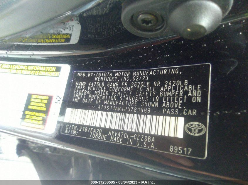 2023 TOYOTA CAMRY SE/SE NIGHTSHADE - 4T1S11AK4PU781888