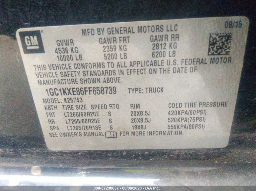 2015 CHEVROLET SILVERADO 2500HD BUILT HIGH COUNTRY 1GC1KXE86FF658739