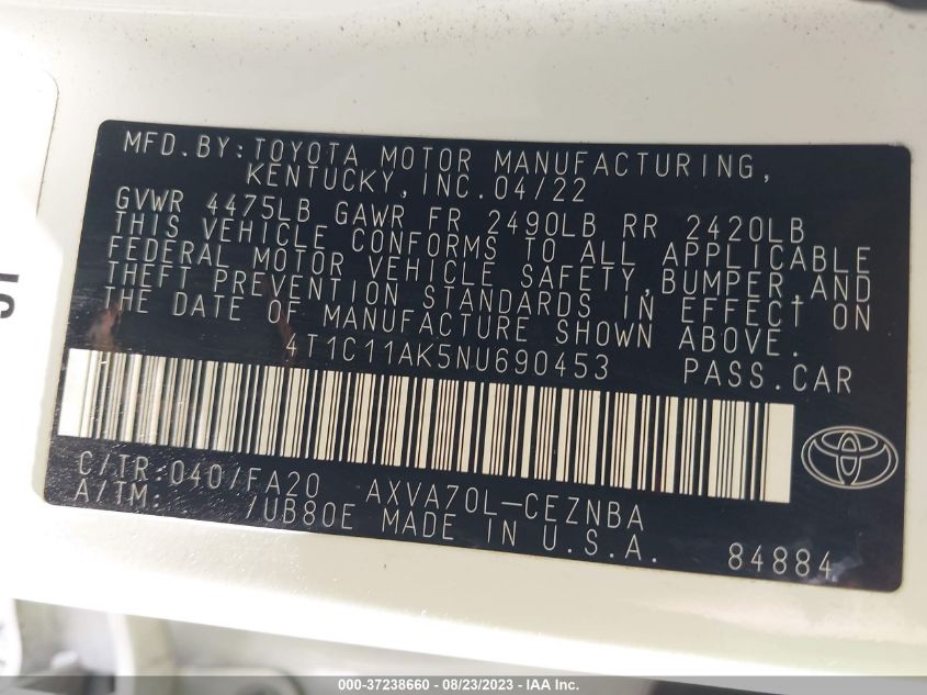 2022 TOYOTA CAMRY LE - 4T1C11AK5NU690453