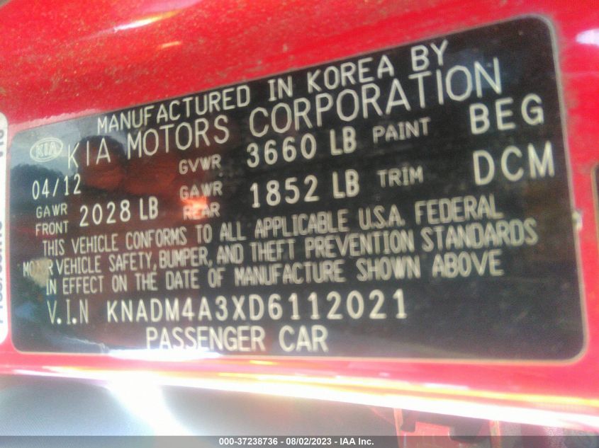2013 KIA RIO LX - KNADM4A3XD6112021