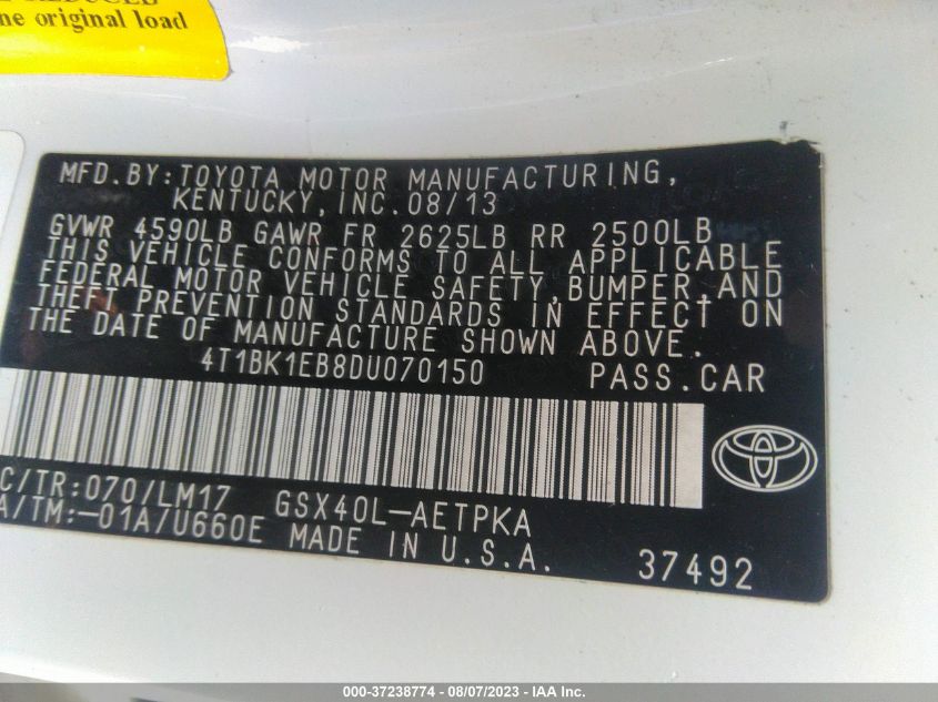 2013 TOYOTA AVALON LIMITED - 4T1BK1EB8DU070150