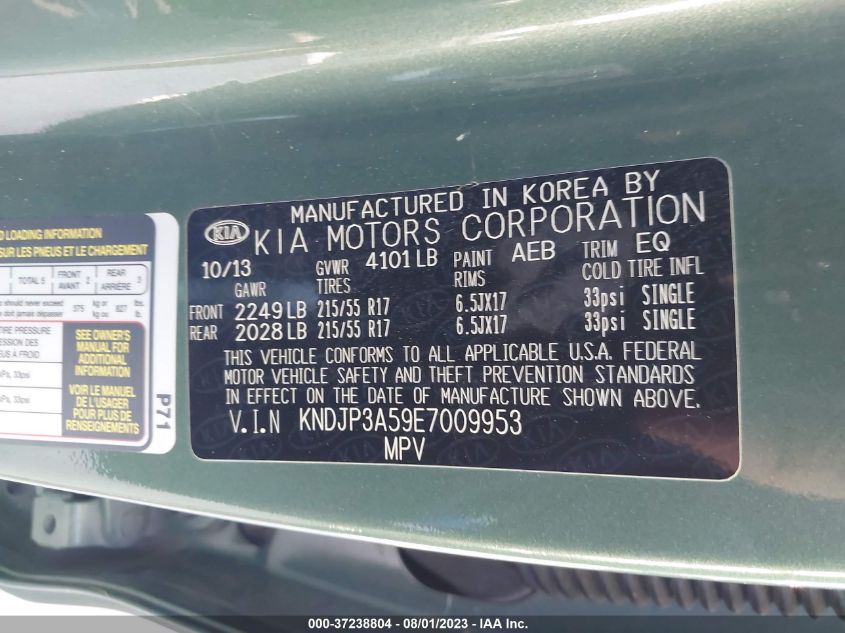 2014 KIA SOUL - KNDJP3A59E7009953