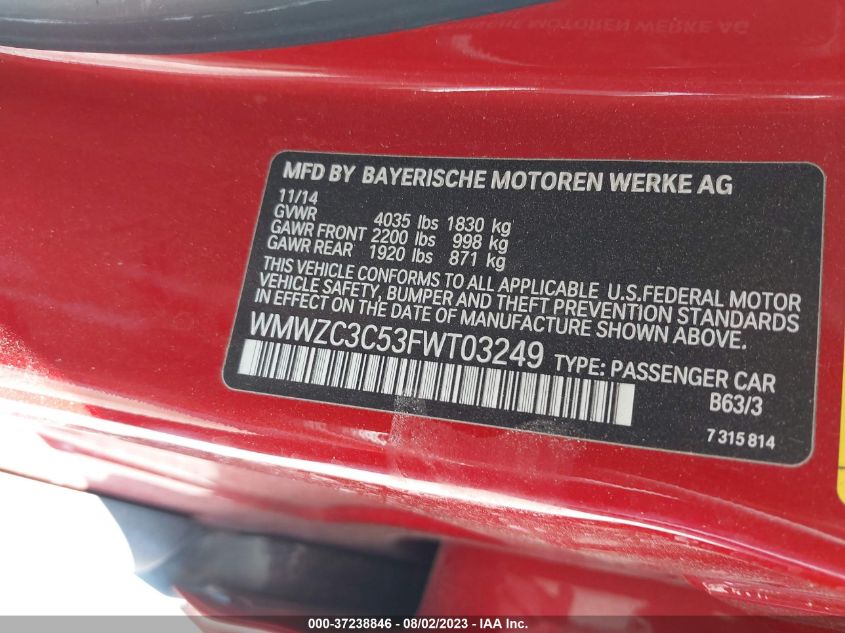 2015 KIA FORTE EX - KNAFX4A87F5273771
