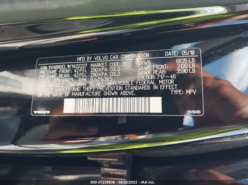 2019 VOLVO XC90 INSCRIPTION - YV4BR0CL1K1422227