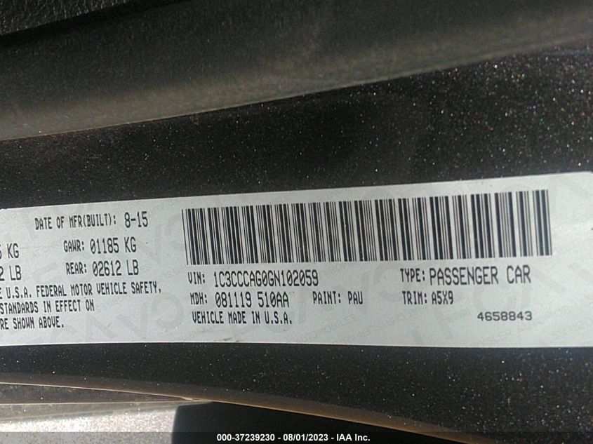 2016 CHRYSLER 200 LIMITED - 1C3CCCAG0GN102059