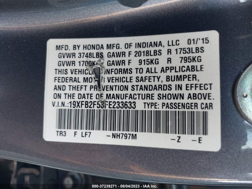 2015 HONDA CIVIC SEDAN LX - 19XFB2F53FE233633