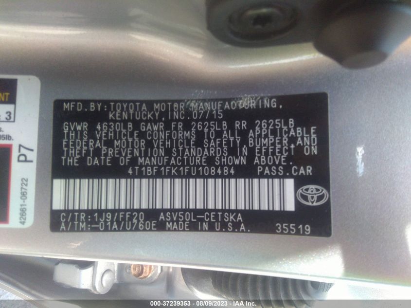 2015 TOYOTA CAMRY XLE/SE/LE/XSE - 4T1BF1FK1FU108484
