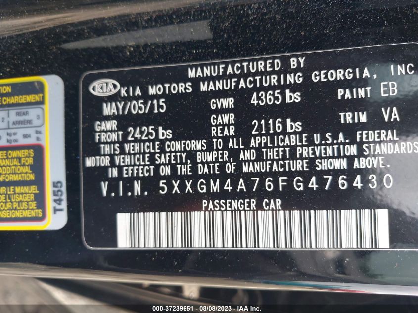 2015 KIA OPTIMA LX - 5XXGM4A76FG476430