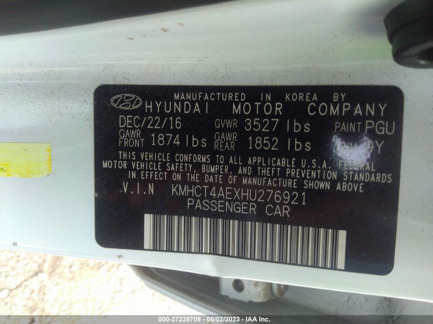 2017 HYUNDAI ACCENT SE - KMHCT4AEXHU276921