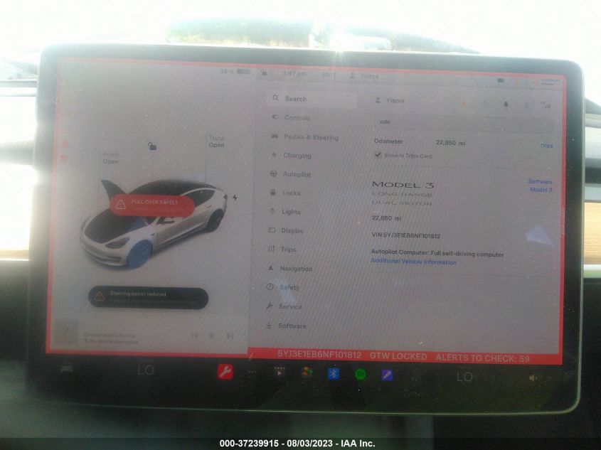 2022 TESLA MODEL 3 LONG RANGE - 5YJ3E1EB6NF101812