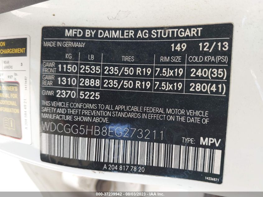 2014 MERCEDES-BENZ GLK-CLASS GLK 350 - WDCGG5HB8EG273211