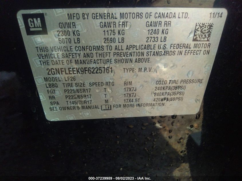 2015 CHEVROLET EQUINOX LS - 2GNFLEEK9F6225761