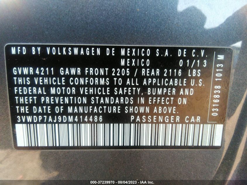 2013 VOLKSWAGEN JETTA SEDAN SE - 3VWDP7AJ9DM414486