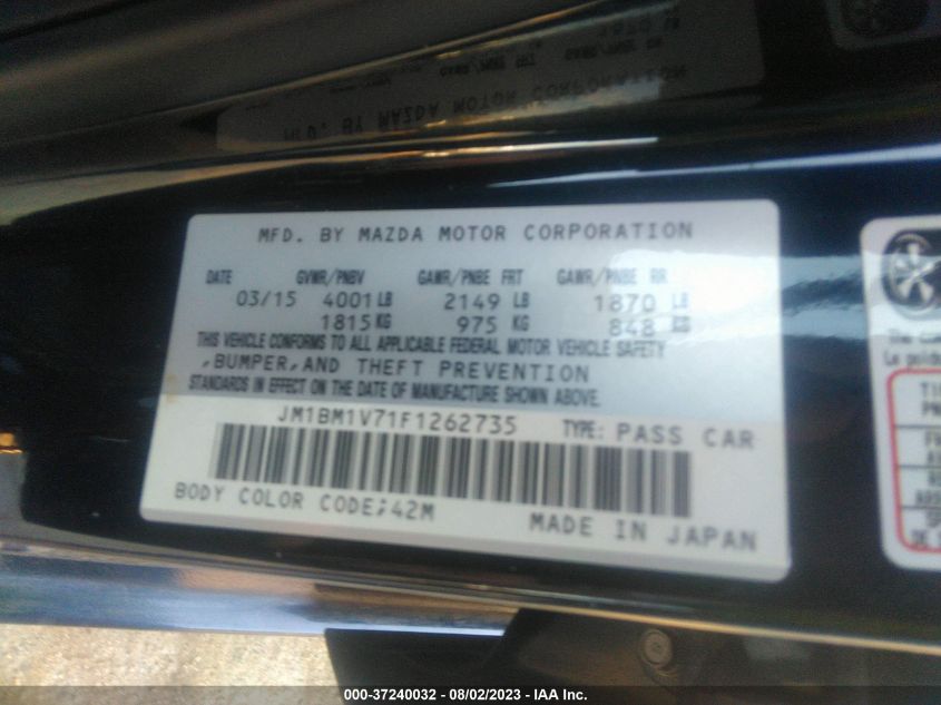 2015 MAZDA MAZDA3 I TOURING - JM1BM1V71F1262735