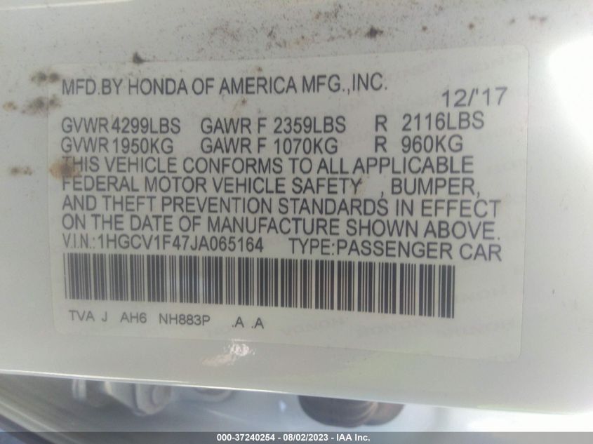 2018 HONDA ACCORD SEDAN EX 1.5T - 1HGCV1F47JA065164