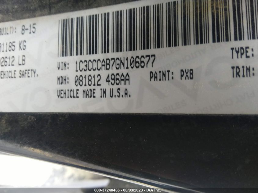 2016 CHRYSLER 200 LIMITED - 1C3CCCAB7GN106677