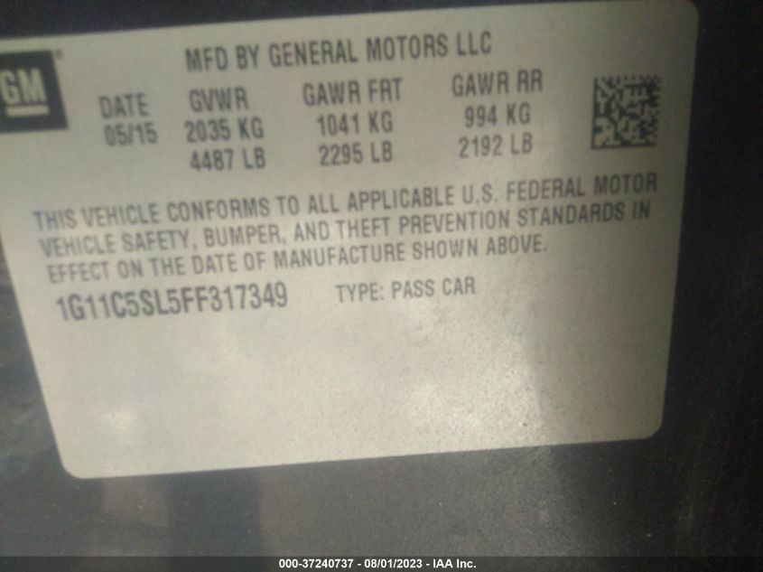 2015 CHEVROLET MALIBU LT - 1G11C5SL5FF317349