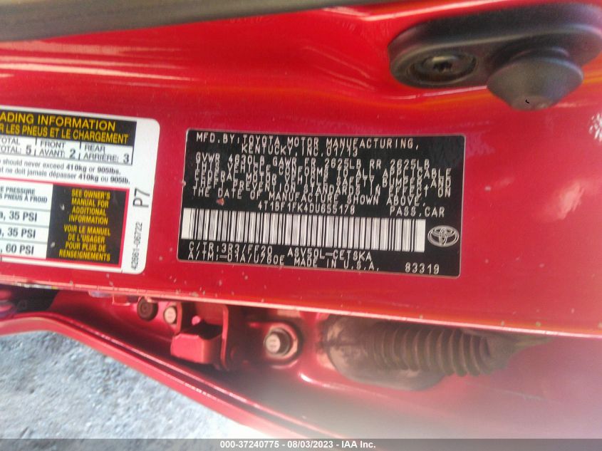2013 TOYOTA CAMRY L/LE/SE/XLE - 4T1BF1FK4DU655178
