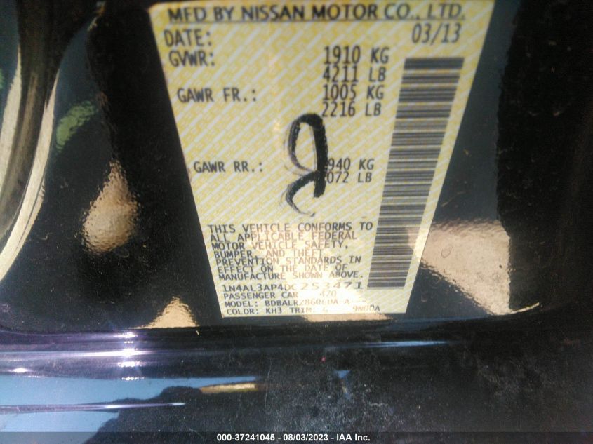 2013 NISSAN ALTIMA 2.5 S - 1N4AL3AP4DC253471