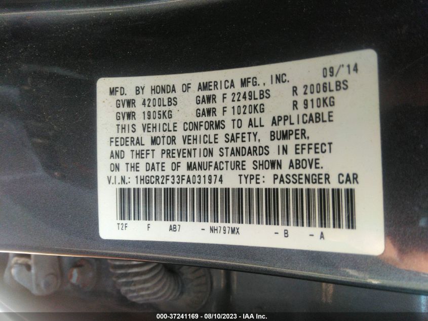 2015 HONDA ACCORD SEDAN LX - 1HGCR2F33FA031974