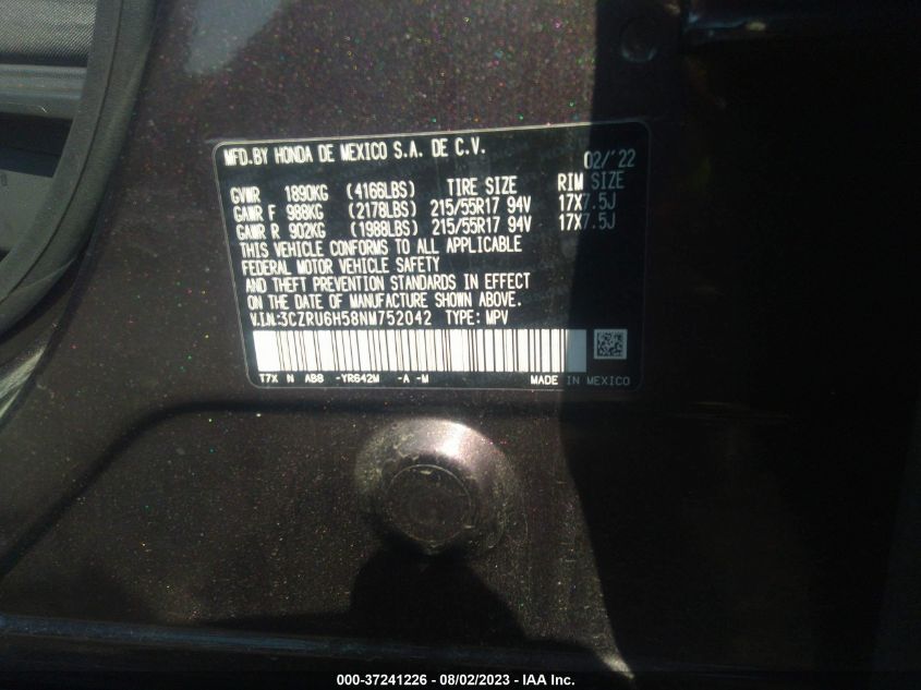 2022 HONDA HR-V EX - 3CZRU6H58NM752042