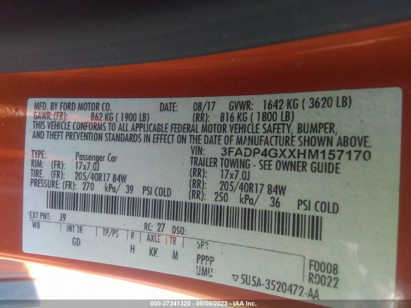 2017 FORD FIESTA ST - 3FADP4GXXHM157170