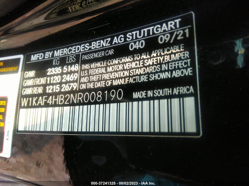 2022 MERCEDES-BENZ C-CLASS C 300 - W1KAF4HB2NR008190