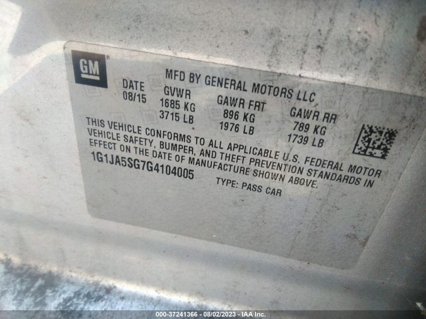 2016 CHEVROLET SONIC LS - 1G1JA5SG7G4104005