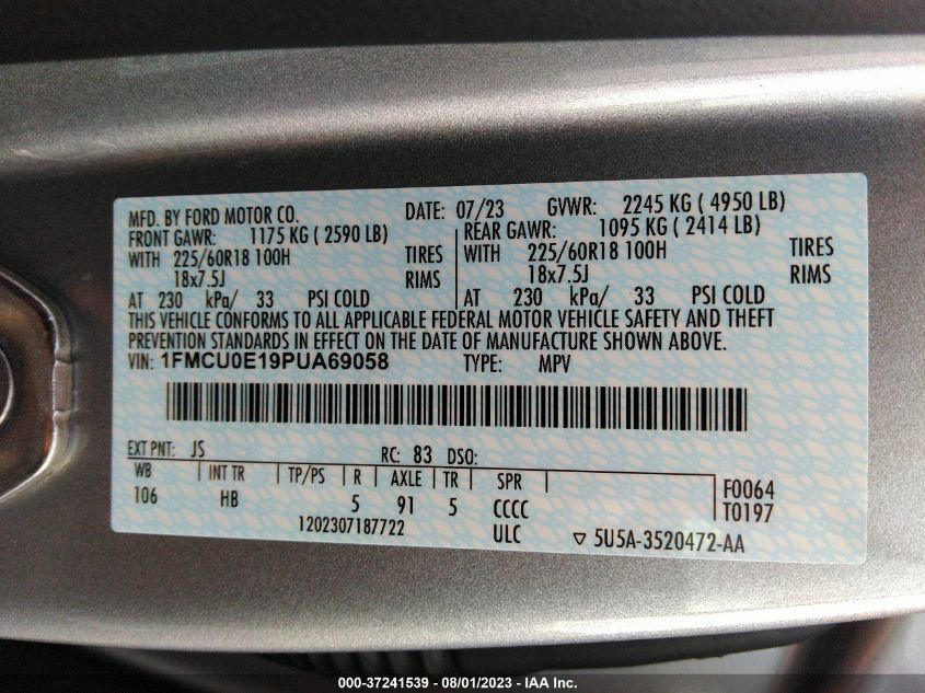 2023 FORD ESCAPE PHEV - 1FMCU0E19PUA69058
