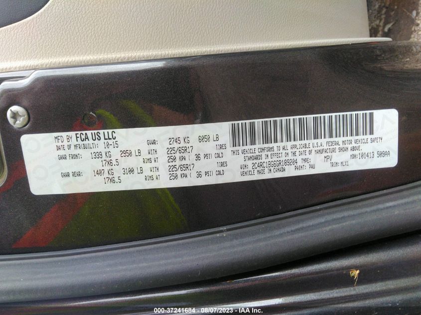 2016 CHRYSLER TOWN & COUNTRY TOURING - 2C4RC1BG6GR189204