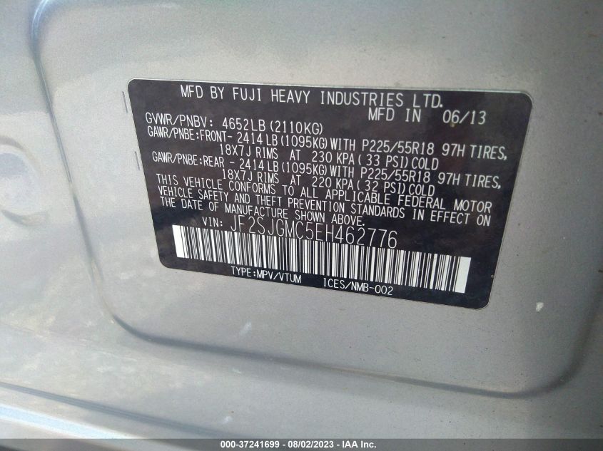 2014 SUBARU FORESTER 2.0XT TOURING - JF2SJGMC5EH462776