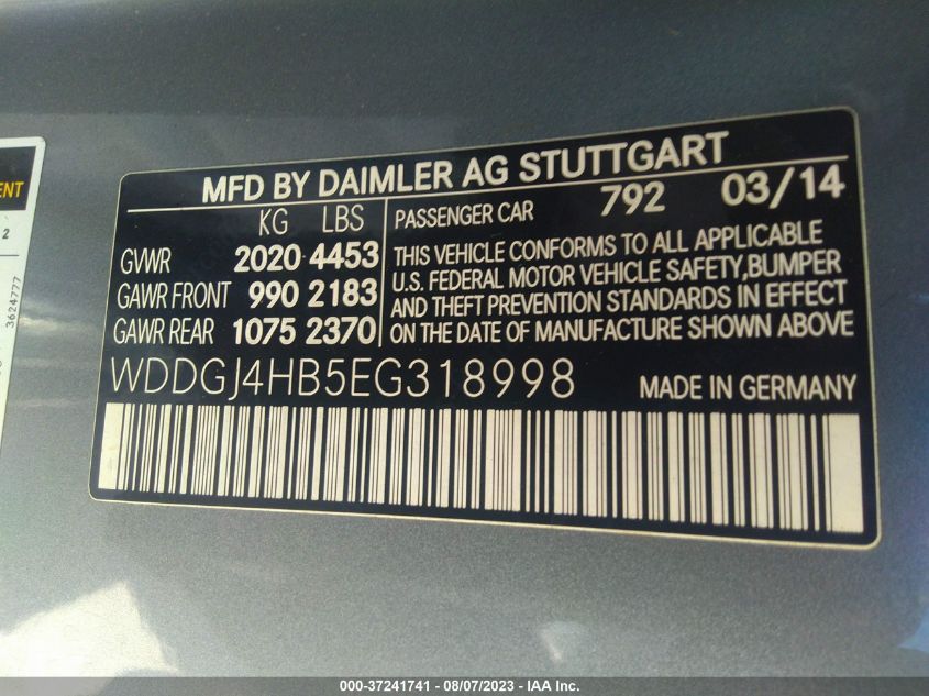 2014 MERCEDES-BENZ C-CLASS C 250 - WDDGJ4HB5EG318998
