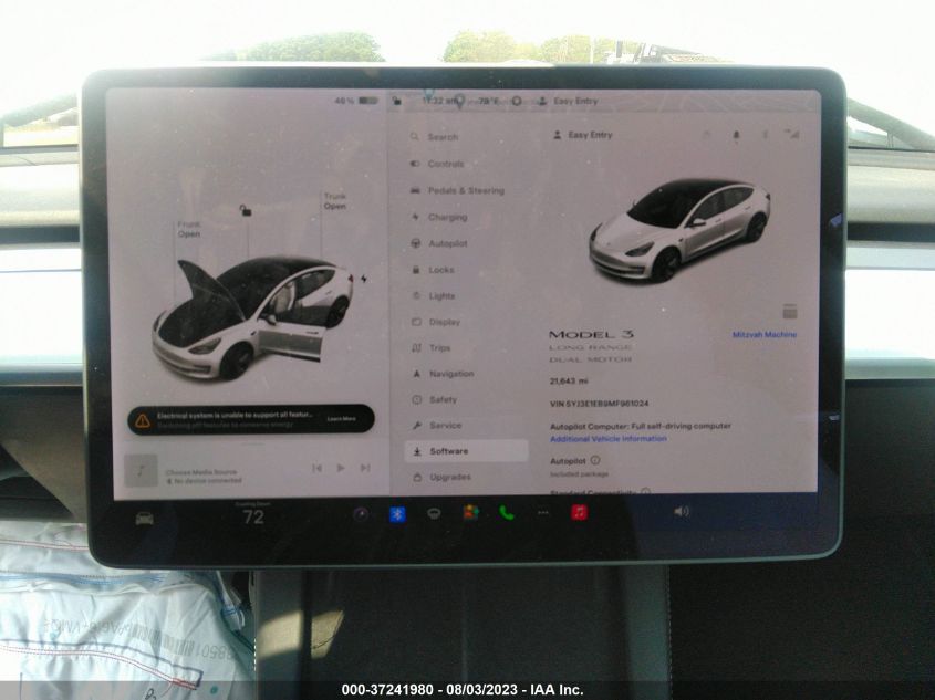 2021 TESLA MODEL 3 LONG RANGE - 5YJ3E1EB9MF961024