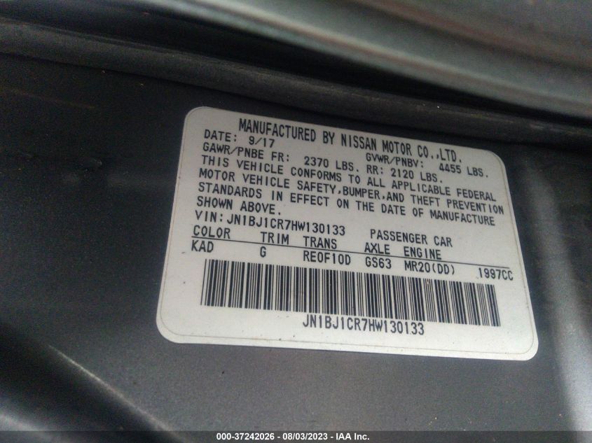2017 NISSAN ROGUE SPORT SV - JN1BJ1CR7HW130133