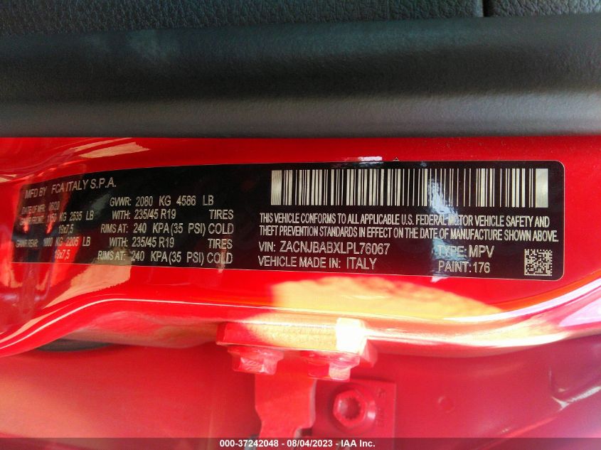 2020 JEEP RENEGADE JEEPSTER - ZACNJBABXLPL76067